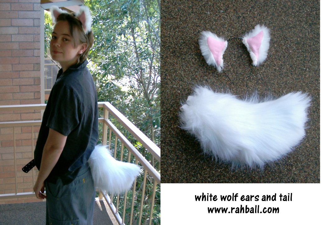 White wolf ears and tail