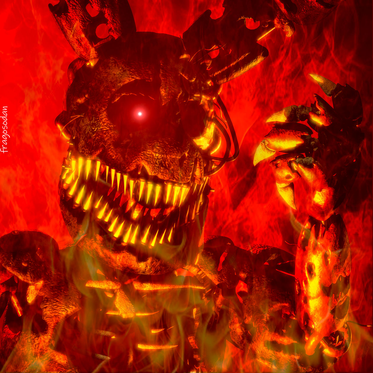 Demon Springtrap Nightmare Springtrap it's burning (Render) by fragosodan on DeviantArt