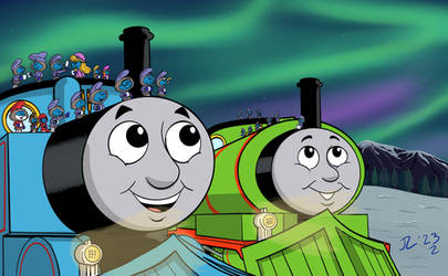 Thomas, Percy and the Smurfs: The Northern Lights by diesel10joseph567