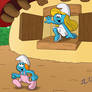 Smurfette And Sassette Chasing Playfully