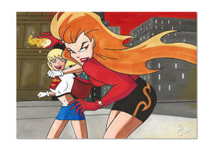 Supergirl vs Volcana on the Streets of Metropolis