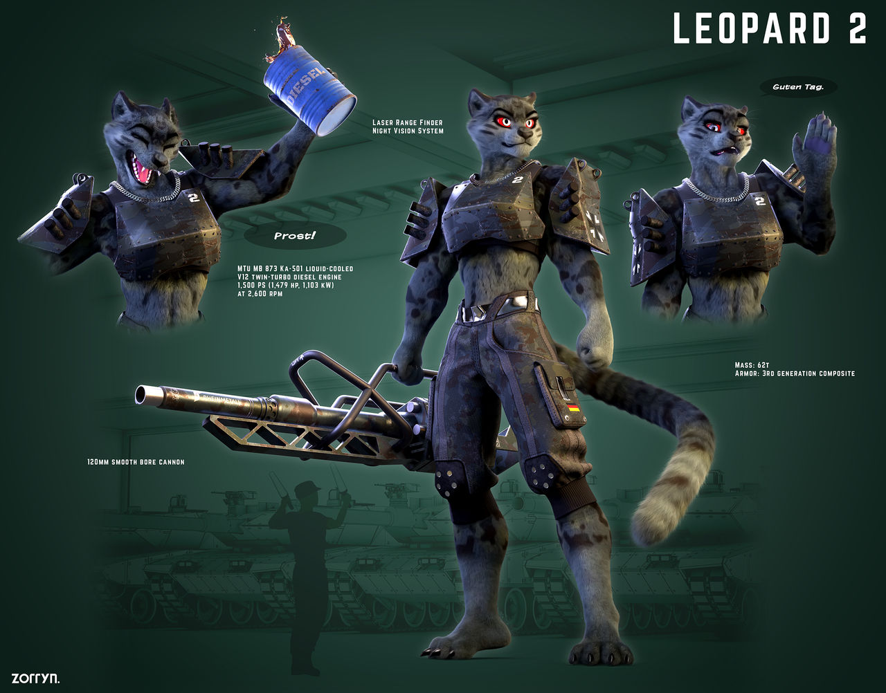 Anthrofication: Leopard II by zorryn on DeviantArt