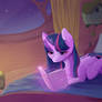 Twilight reads a book