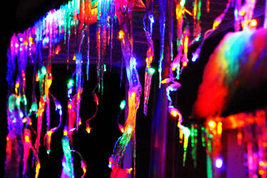 Colored icicles in the night