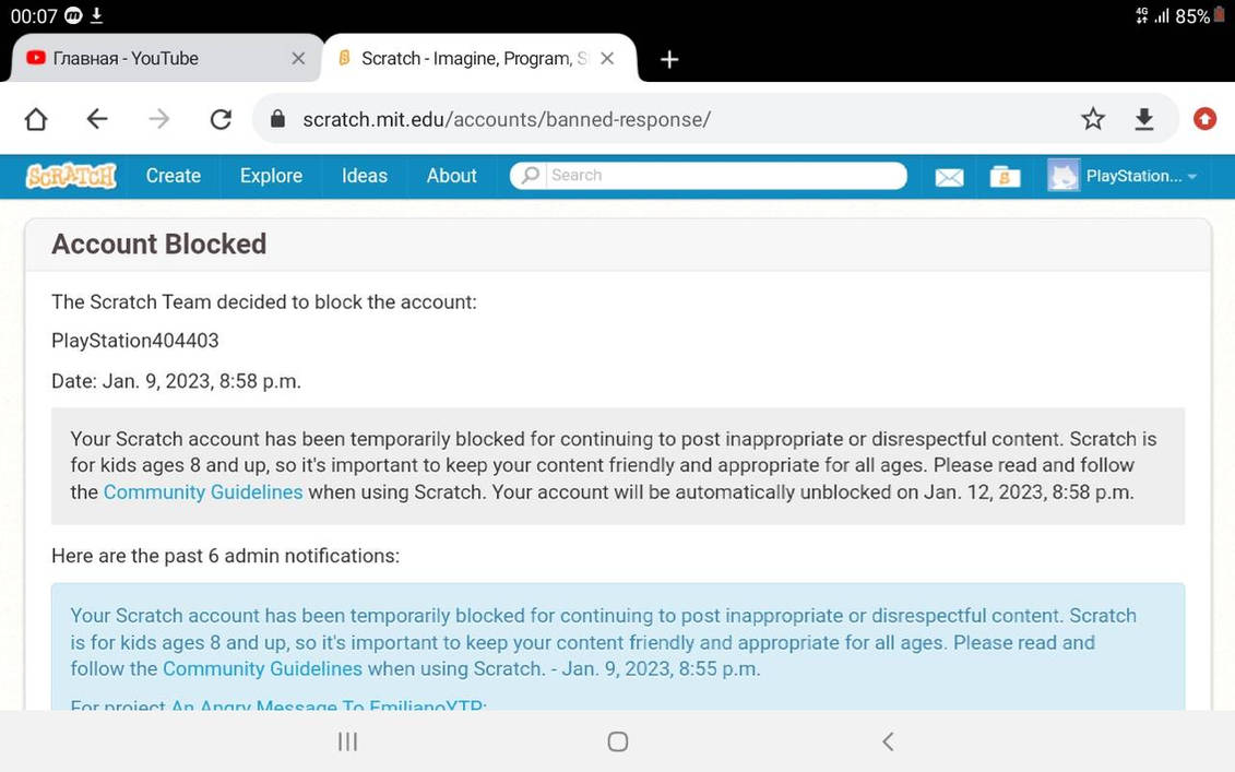 I GOT ACCOUNT BLOCKED FROM SCRATCH!!!!!!!!!!! by PlayStation404403 on ...