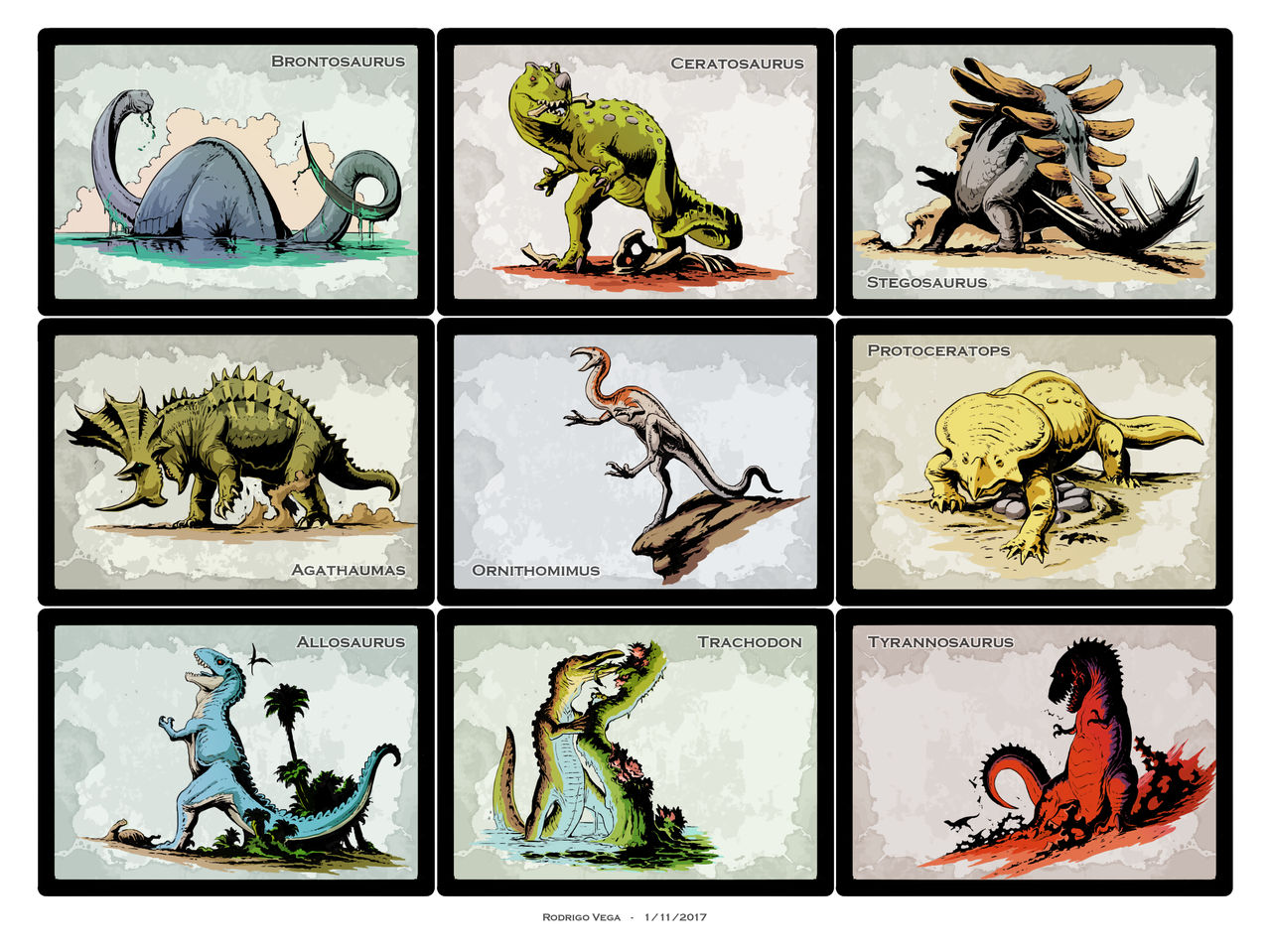 Retro Dino Cards