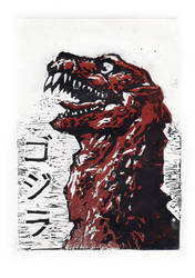 Godzilla 1954 (linocut)