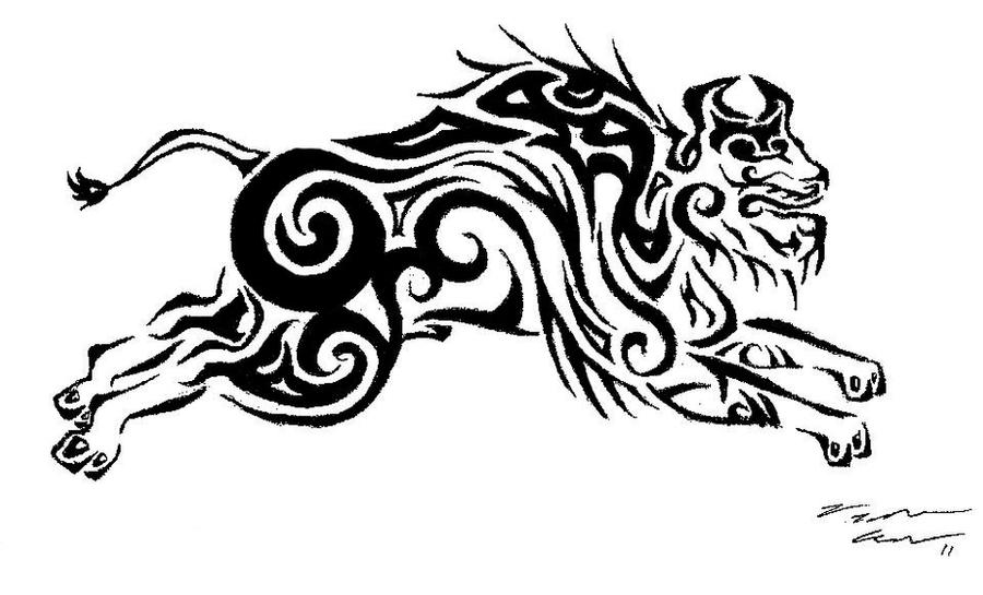 Tribal Buffalo Tattoo Design by chibiryu92 on DeviantArt