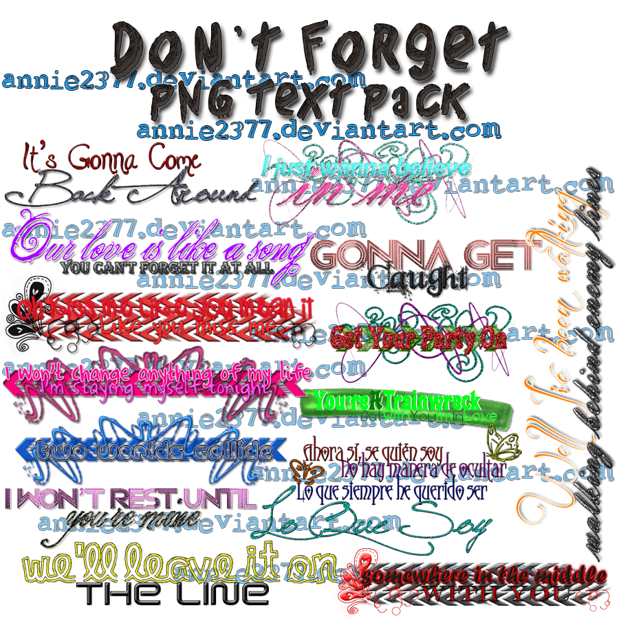 Don't Forget PNG Text Pack by annie2377 on DeviantArt