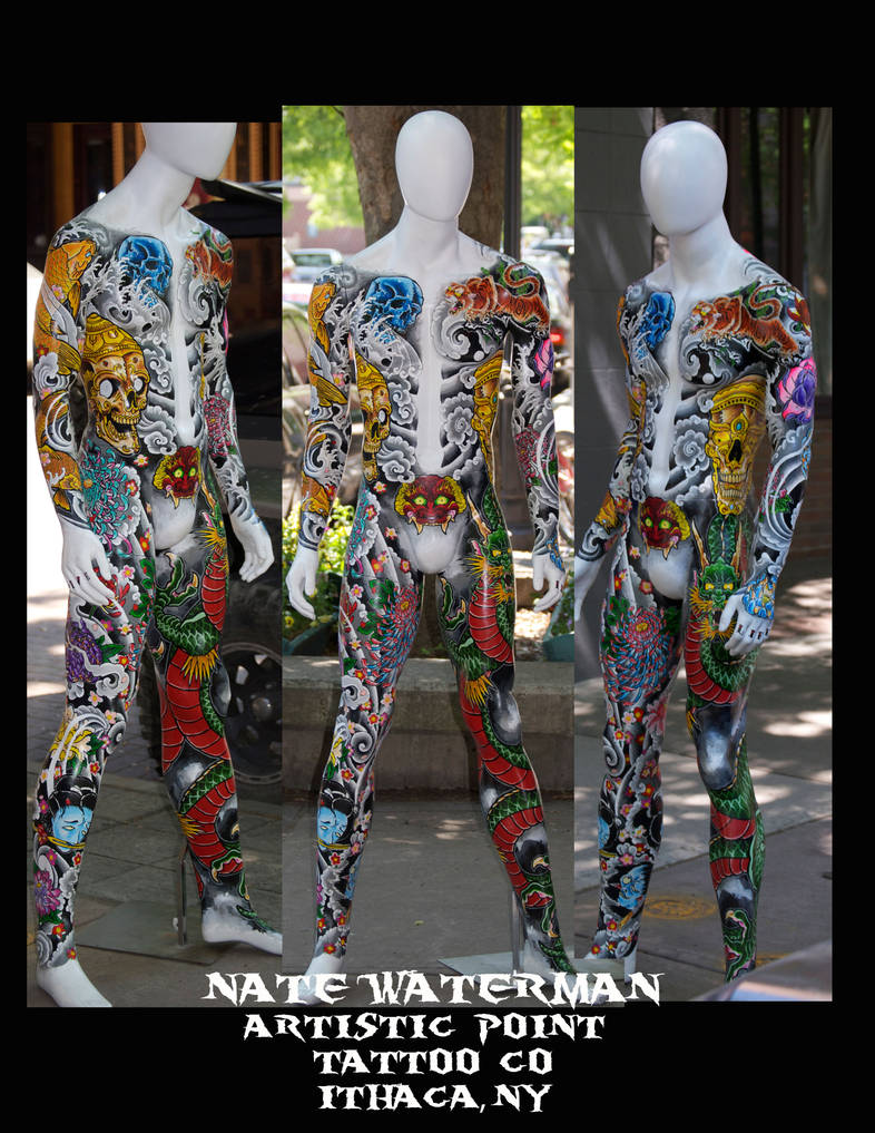 FULL JAPANESE BODYSUIT on Store Mannequin Front by nate-tattoo on
