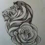 Lion and Rose Tattoo Design