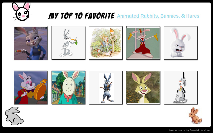 My Top 10 Animated Rabbits, Bunnies, and Hares by mrskeletonman on ...