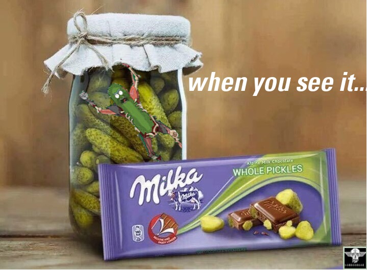 rick and morty milka chocolate pickle