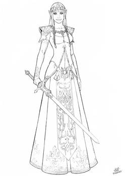 PRINCESS ZELDA - Commission 2025 - bw