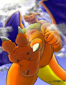 Charizard stomps in color