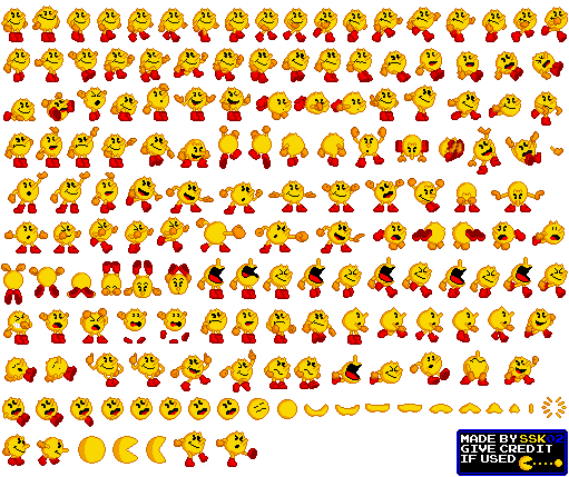 All Pac Man Sprites 16-Bit Pac-Man Sprite Sheet by SuperStarfy2002 on DeviantArt