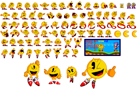 All Pac Man Sprites Pac-Man (wearing Sonic Shoes) sprite sheet by SuperStarfy2002 on DeviantArt