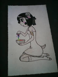 Sheep/Human With Bowl of Rainbow Paint