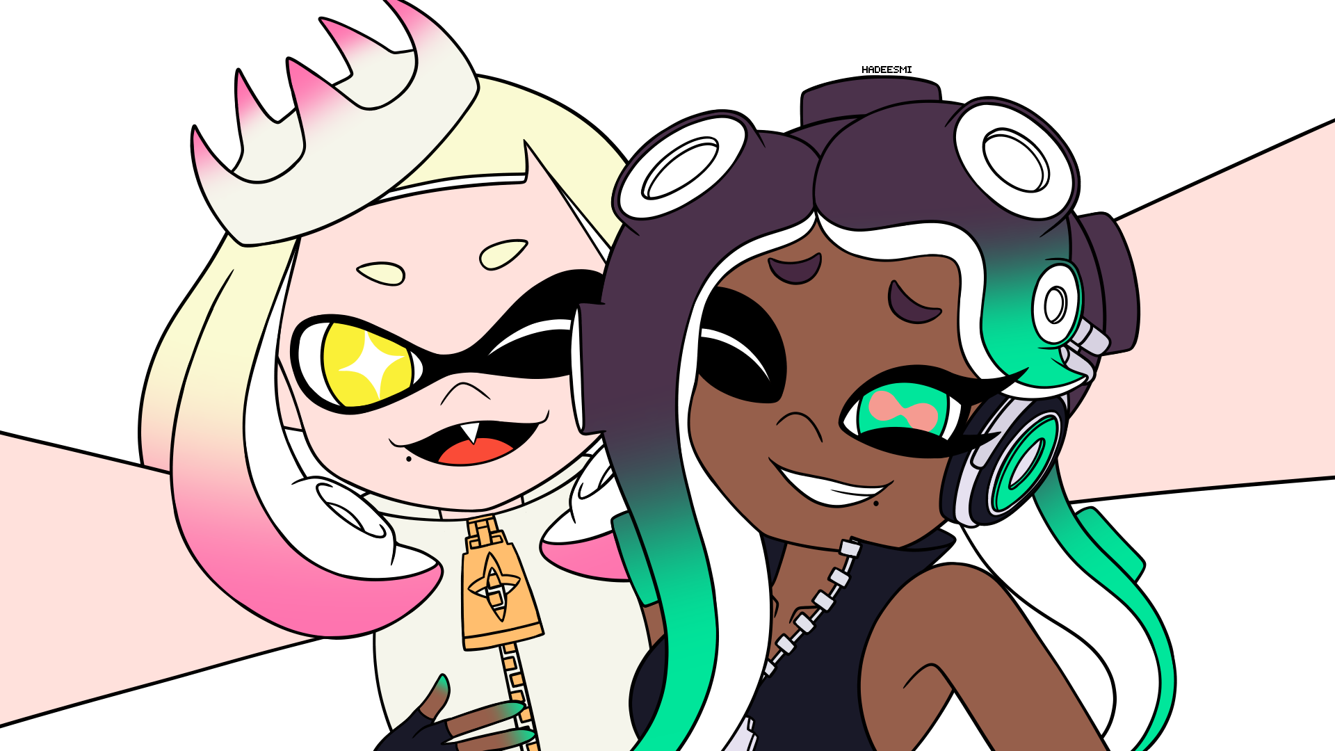 Splatoon - Off the Hook Selfie (Colour) by HadeeSmi on DeviantArt