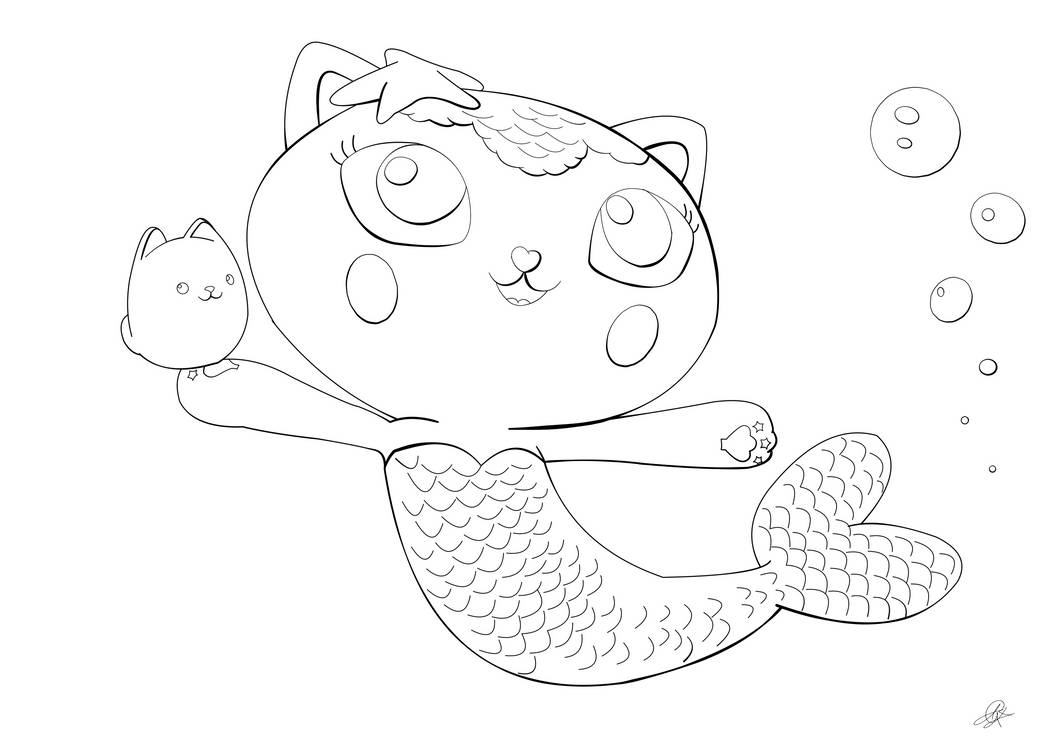 MerCat From Gabby's Dollhouse Coloring Page Printable, 45 OFF