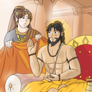 Satyavati and Young Vyasa hermit - Kuru caring