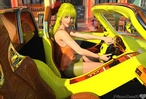 Minako Inside Her Car
