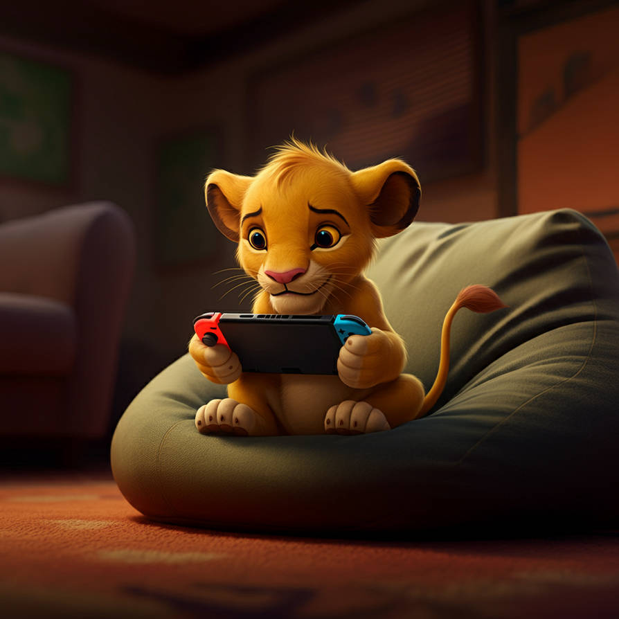 Simba playing Nintendo switch by BrickMaster-SK93 on DeviantArt