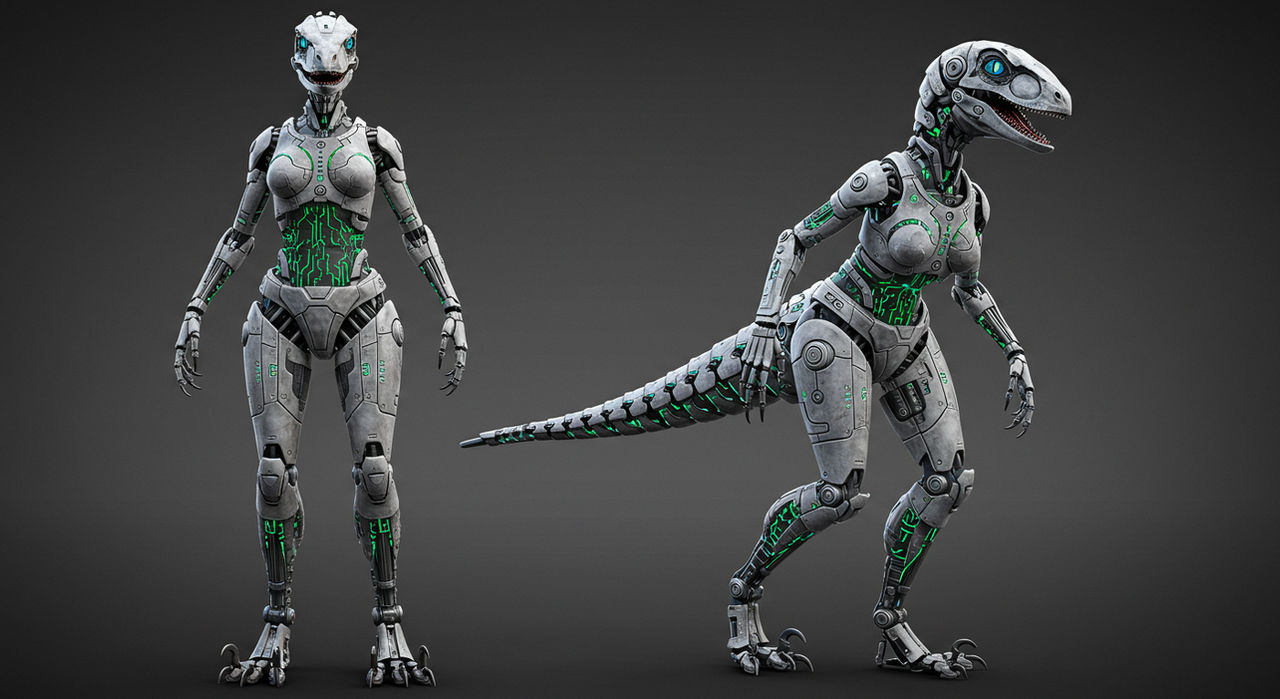 Anthropomorphic Raptor Front View Anthropomorphic female robot raptor by BrickMaster-SK93 on DeviantArt