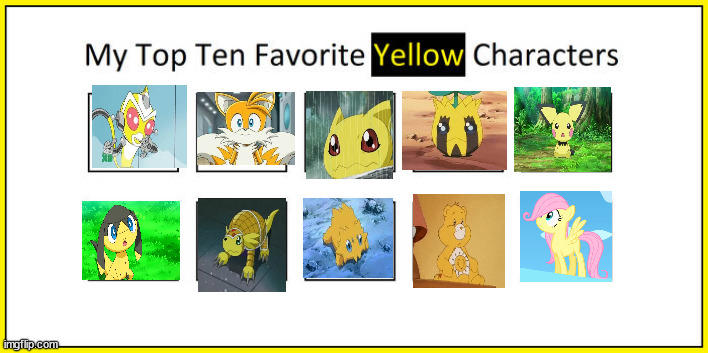 Top 10 favorite Yellow Characters by srmthfgfan724 on DeviantArt