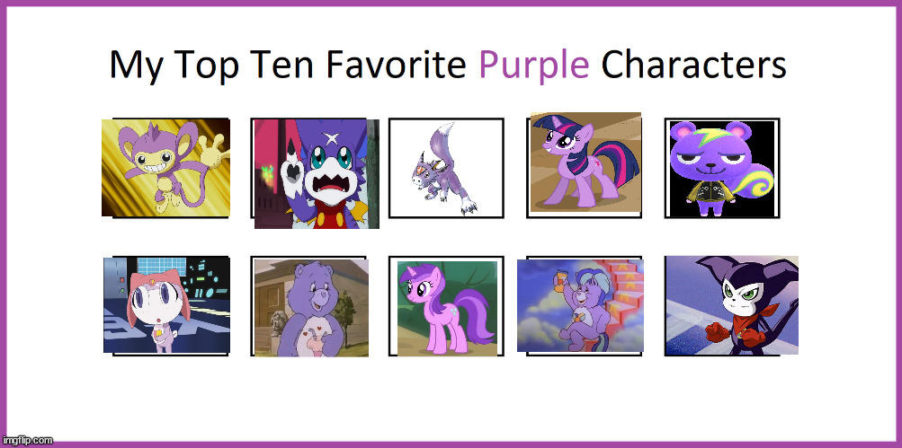 Top 10 favorite Purple Characters by srmthfgfan724 on DeviantArt