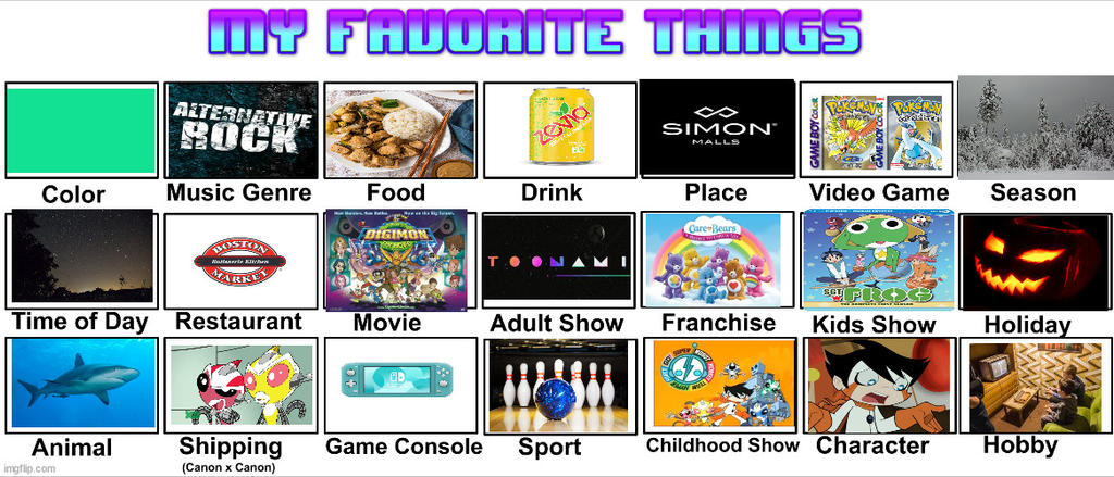 Favorite Things Meme By Srmthfgfan724 On DeviantArt favorite-things-meme-by-srmthfgfan724-on-deviantart