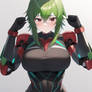 Muscle Robot Green Hair Red Eyes Female S-57137084