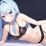 Soft Skin Blue Hair Blue Eyes Lingerie Demon Girl 