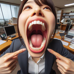 Boss: late again? Get inside my mouth! Gulp! 