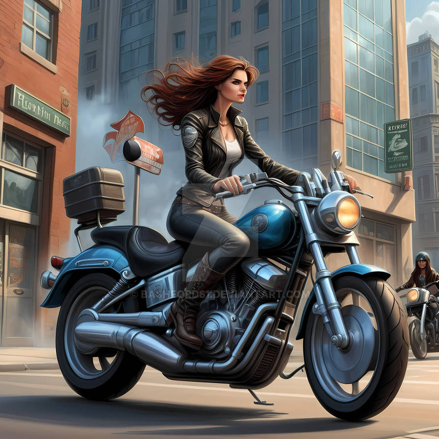Deviantart Riding Motorcycle woman-riding-a-motorcycle-on-a-city-street 2 by Bashford61 on DeviantArt