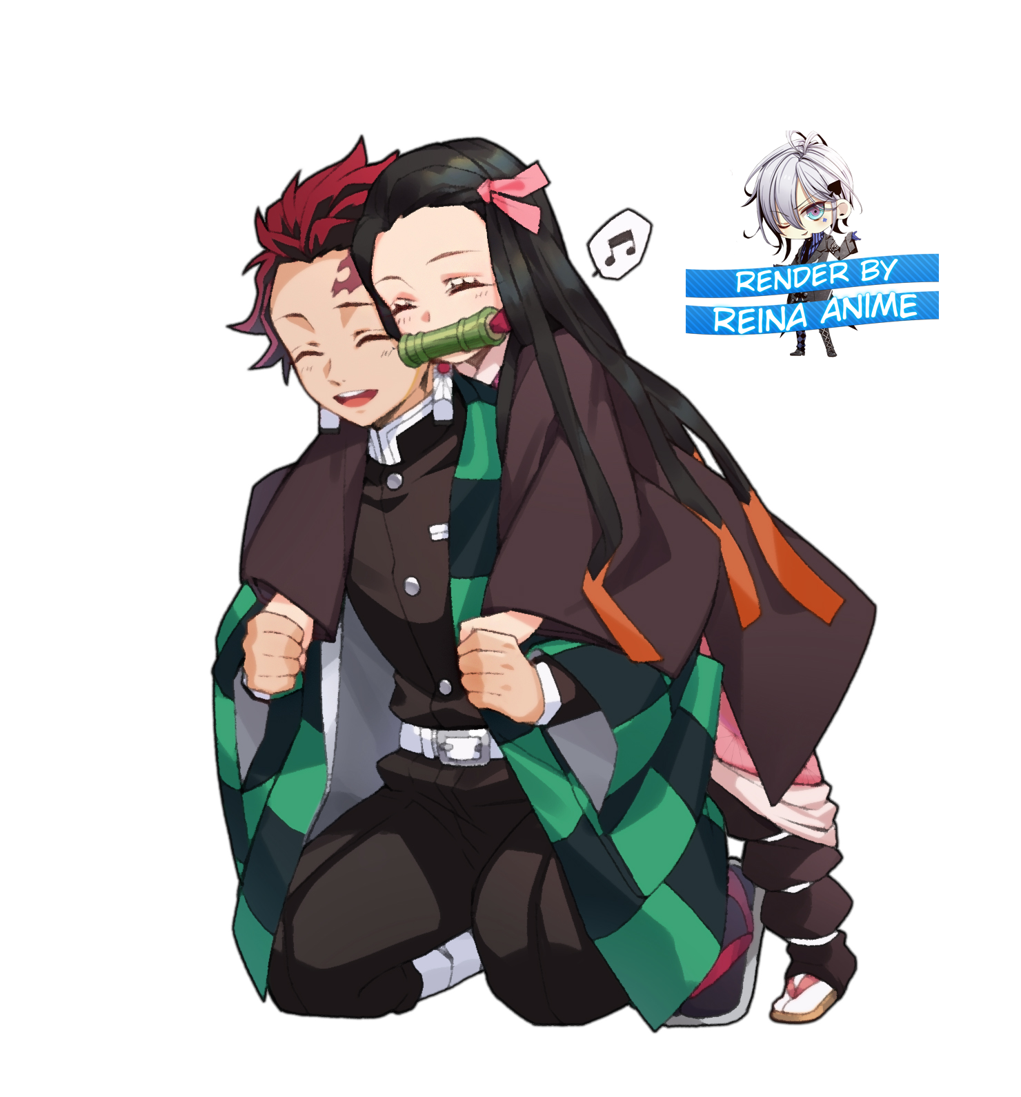 tanjiro and nezuko chibi render by Rivayno on DeviantArt