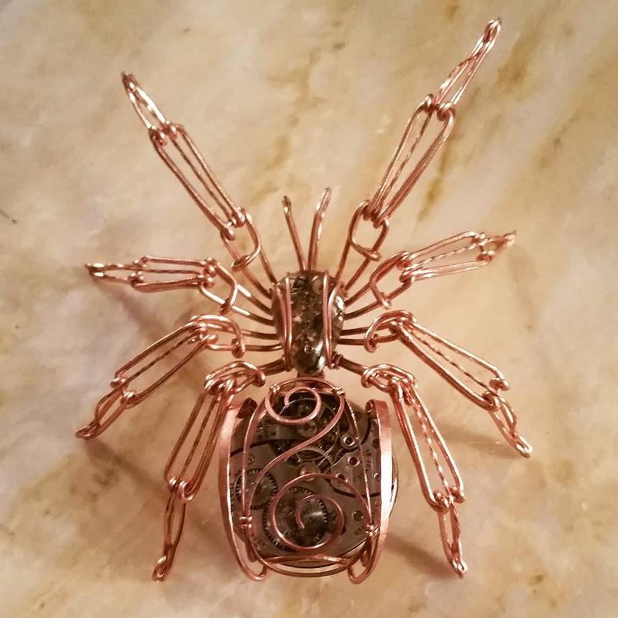 Copper wire wrapped spider by All Wrapped Up by Wrappedup1 on