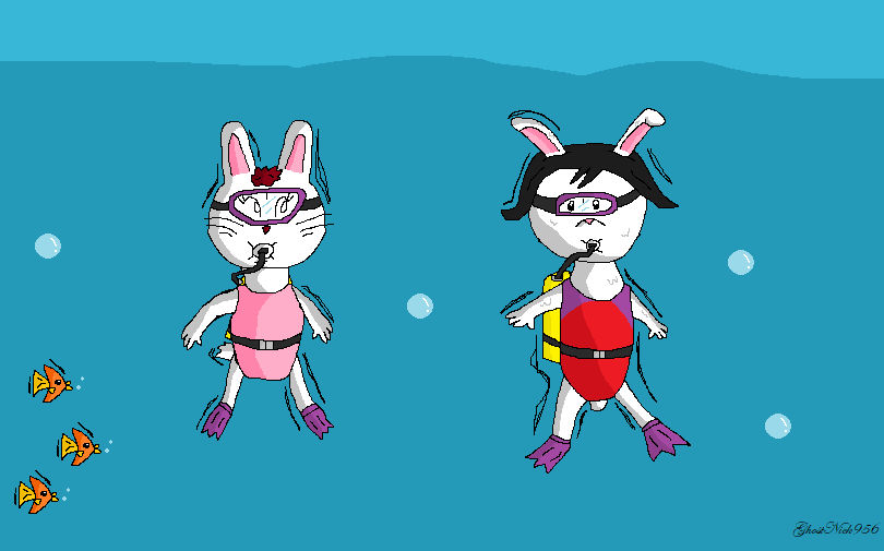 Scuba Diving Rabbit Mimi and Elinor Scuba diving remake by GhostNick956 on DeviantArt