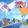 Mlp flurry heart and scootaloo flying