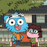 Gumball and Anais in the Loud House style