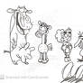 Annie and Pony meet Cow and Chicken