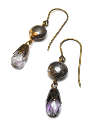 Amethyst and pearl earrings