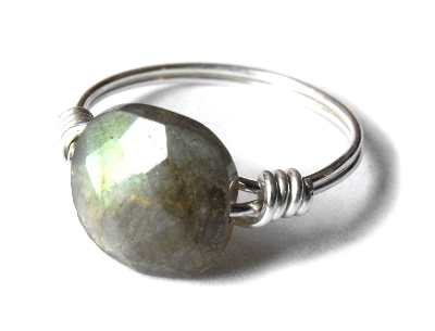 Sterling Silver wire ring with labradorite by JLHilton