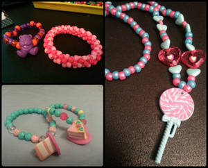 Lollypop Necklace and Cake Teddy Bear Bracelets!