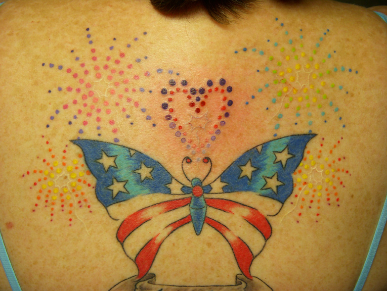 butterfly and fireworks