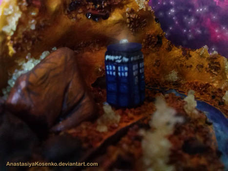 Doctor Who - Amber planet and the TARDIS at night