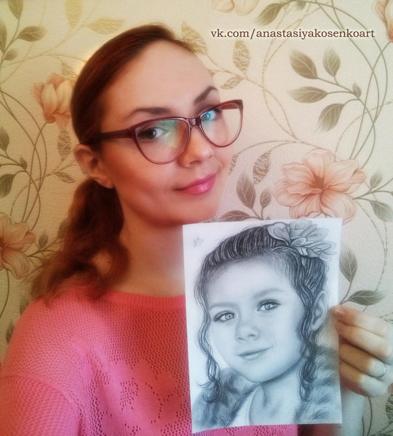 Me with portrait commission of Liza by AnastasiyaKosenko