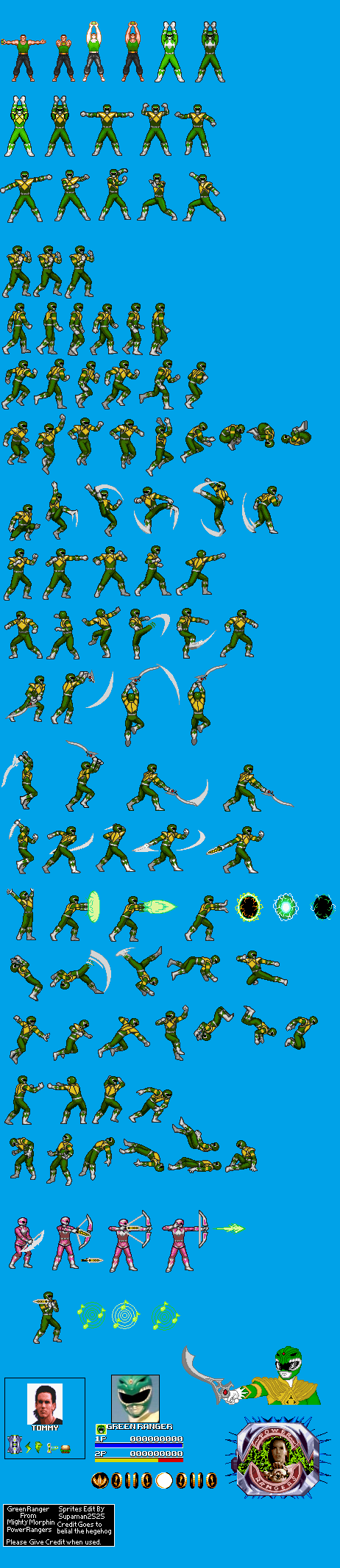 MMPR-Green Ranger Custom Sprite Sheet by supaman2525 on DeviantArt
