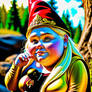 Gnome woman with blond hair and chubby cheeks