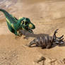 Diabloceratops and Rex in quick sand